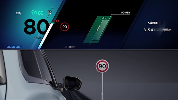 alerte de survitesse avec reconnaissance des panneaux de signalisation - Espace full hybrid E-Tech 