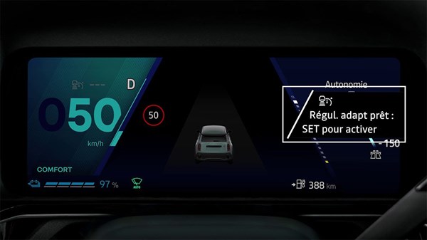 le régulateur de vitesse adaptatif stop and go - R4 E-Tech électrique - Renault