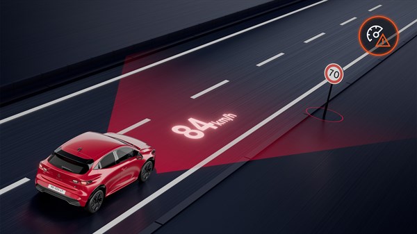 reconnaissance des panneaux de signalisation avec alerte de survitesse - Renault Clio