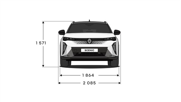 Dimensions face avant - Renault Scenic E-Tech électrique
